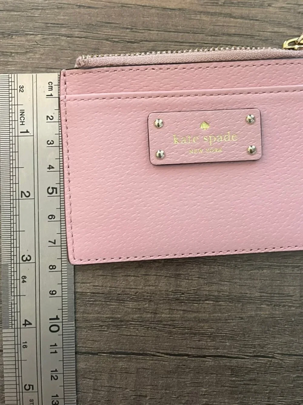 Kate Spade New York Blush Pink Leather Card Holder Zip Coin Pocket